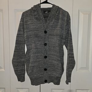 Molokai Surf Co. Gray 5-Button Hooded Cardigan Sweater Size L